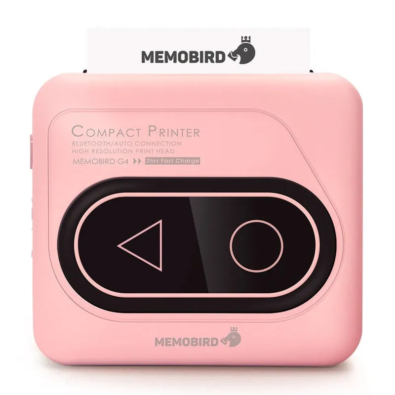 Compact Avocado Green Bluetooth mini thermal printer with charging cable and paper roll on a white surface.