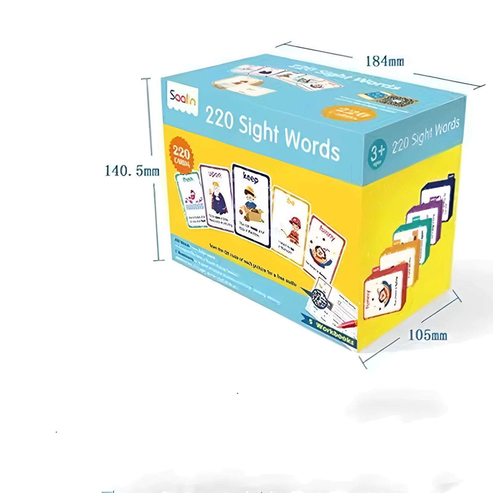 Early childhood education high-frequency word card gift box set with 220 cards and workbooks