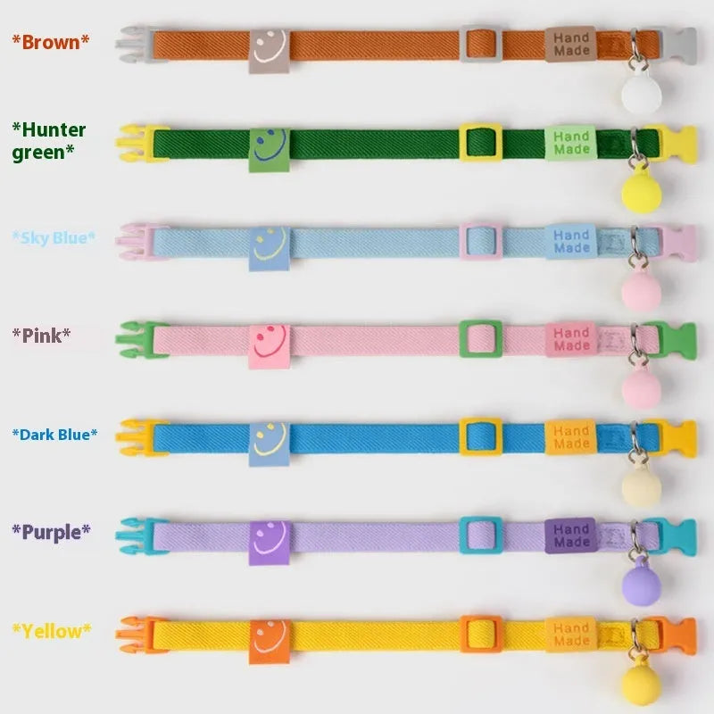 Small dog elastic polyester collar in solid colours with 22-32 cm length range