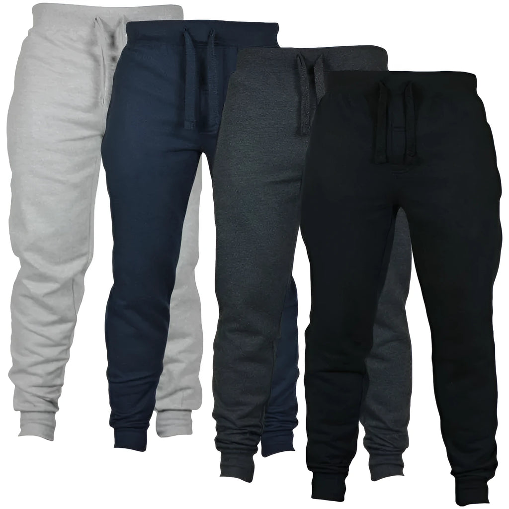 Men's cotton fleece drawstring casual pants in loose fit pencil design
