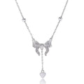 S925 pure silver butterfly heart clavicle chain necklace with adjustable 40-45 cm length