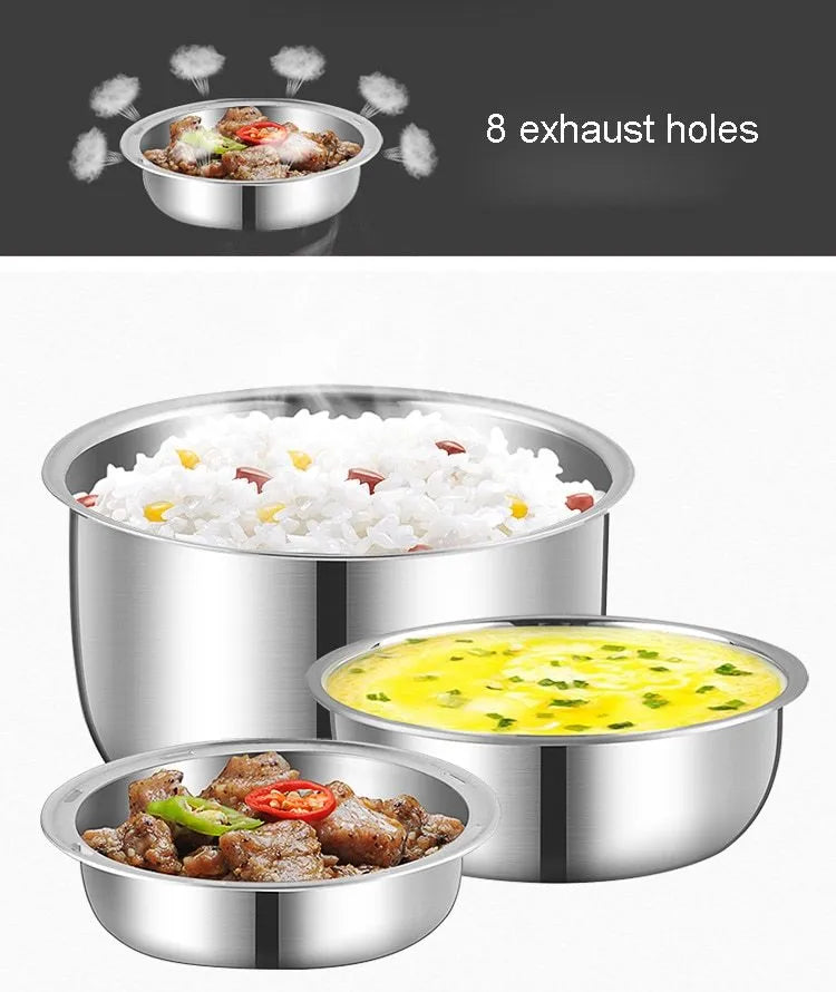 Insulated electric heating lunch box with USB port showing 190mm cube dimensions