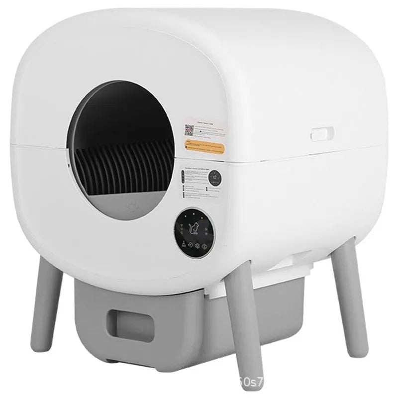 Automatic self-cleaning cat litter box with ABS plastic construction and UK plug