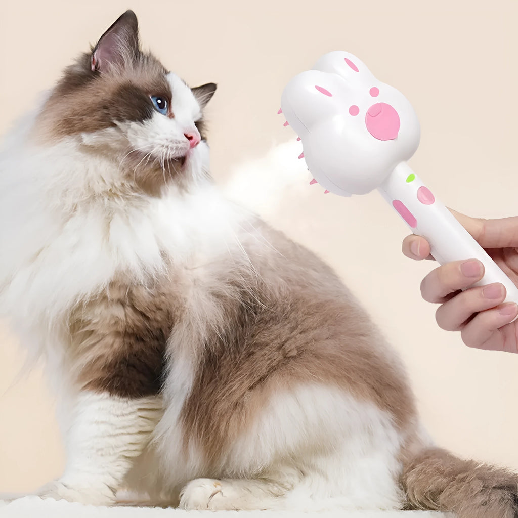 Rechargeable pet grooming comb with steam function in green, pink or white colours