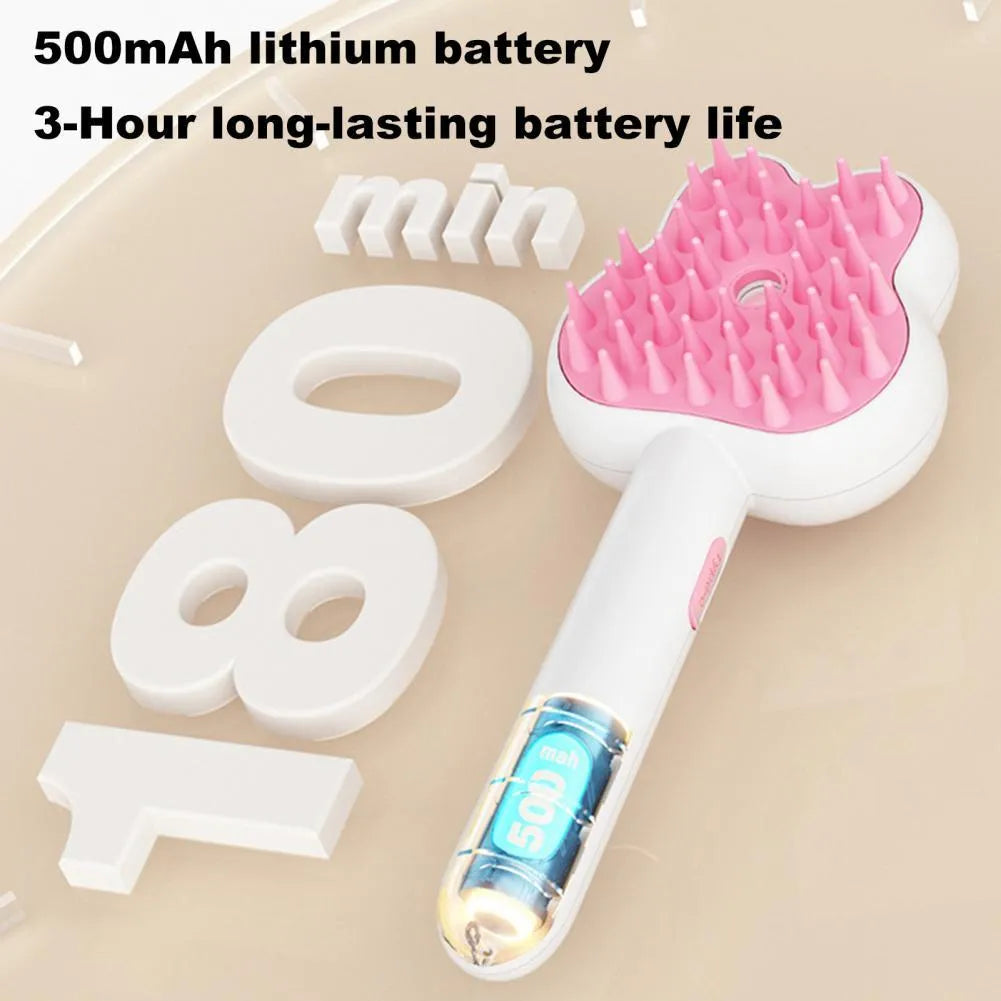 Rechargeable pet grooming comb with steam function in green, pink or white colours