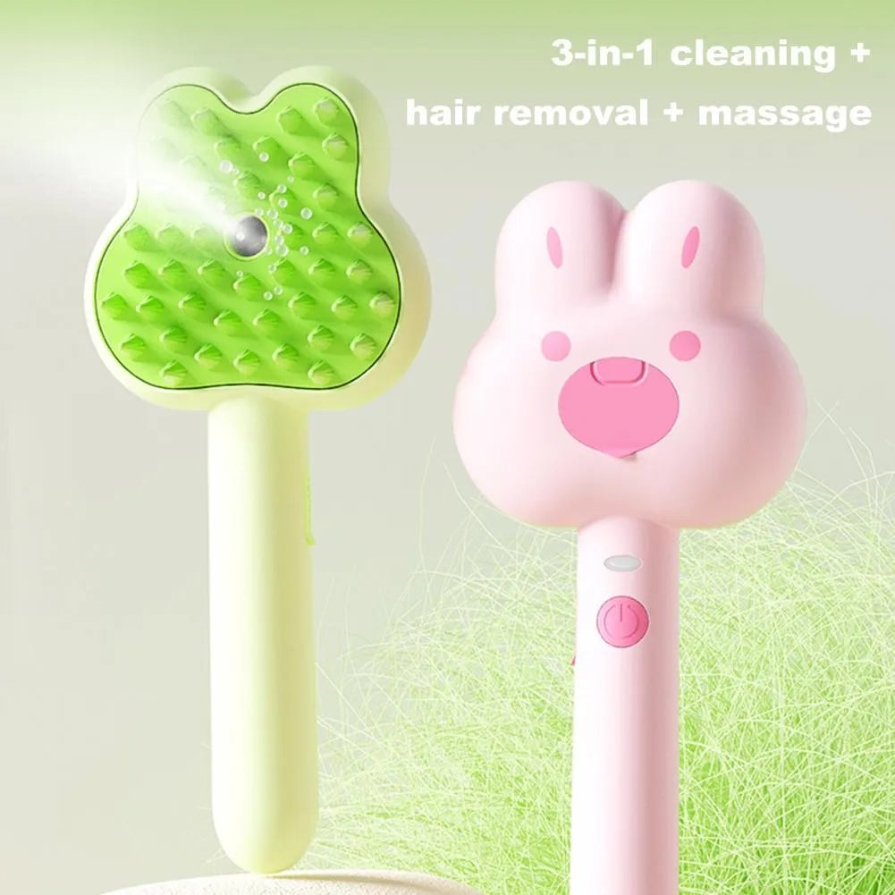 Rechargeable pet grooming comb with steam function in green, pink or white colours