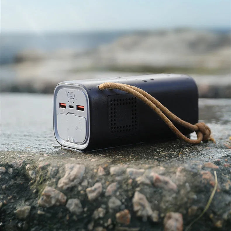 Black portable power bank with 20000mAh capacity and solar charging panel