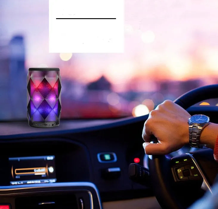 Black crystal diamond-cut Coke can shaped lantern and Bluetooth speaker with colourful LED lights.