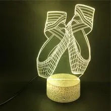 Ballet shoe silhouette 3D night light with remote control and seven colour LED options