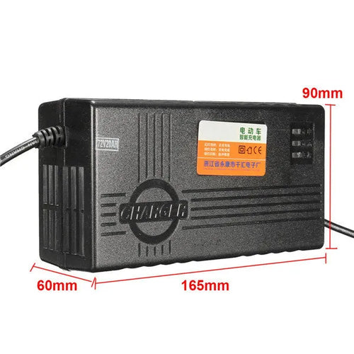 72V20AH electric car charger for lead-acid batteries with compact black housing