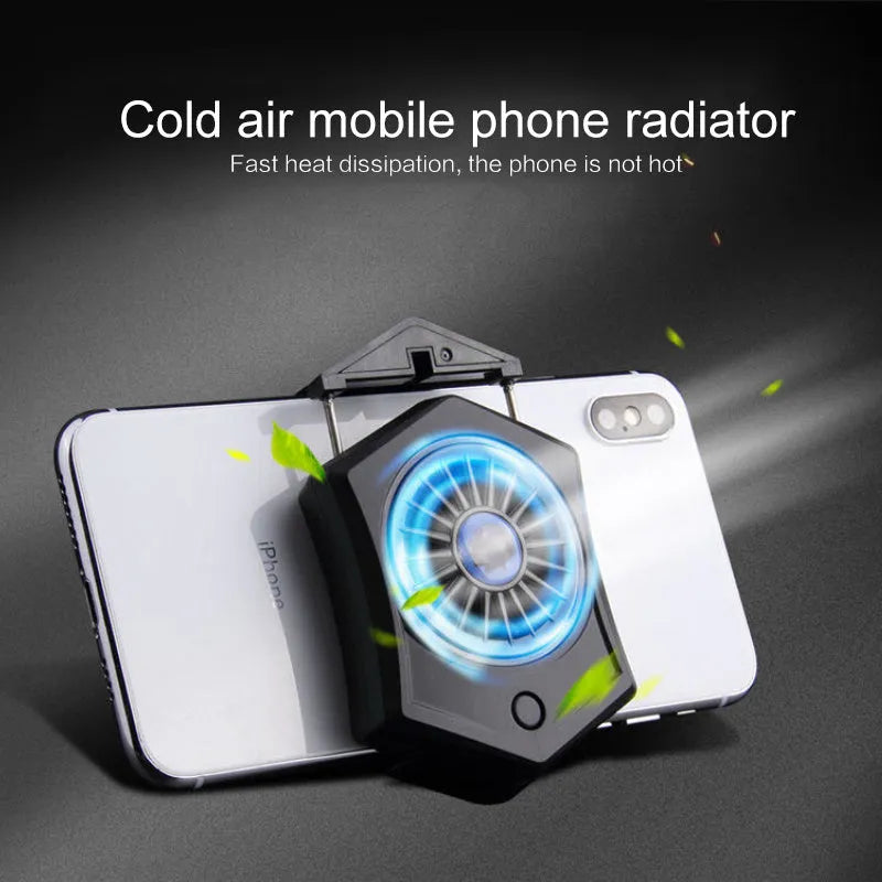 Black and white aluminium USB mobile phone radiator cooling fan accessory for gaming phones
