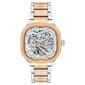 Men's automatic waterproof watch with luminous square hollow dial and stainless steel strap
