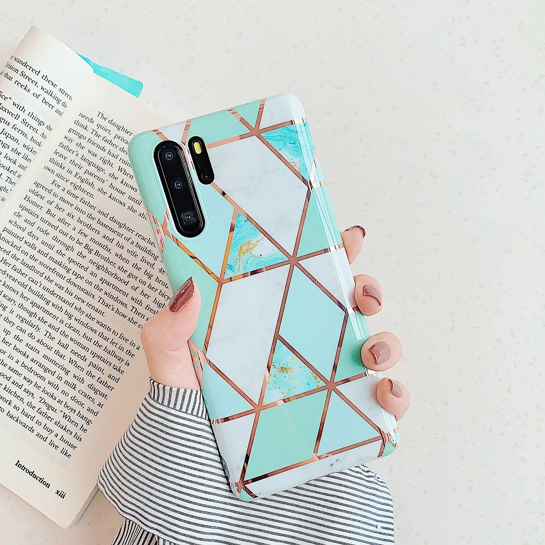 Electroplated marble pattern TPU phone case for Huawei and Samsung smartphones in various colours
