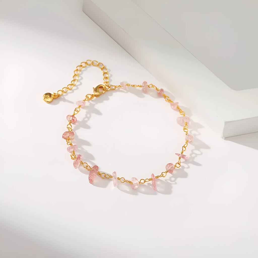 Women's geometric turquoise crystal bracelet with irregular natural gravel design in 18K copper