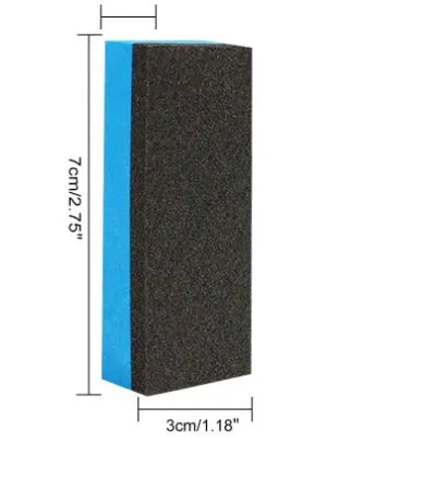 Automotive rust remover spray bottle with blue square sponge applicator for car metal surfaces