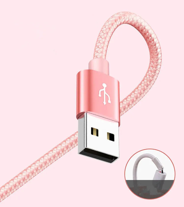 Three-in-one 1.2m Micro USB charging cable for mobile phones in six colour options