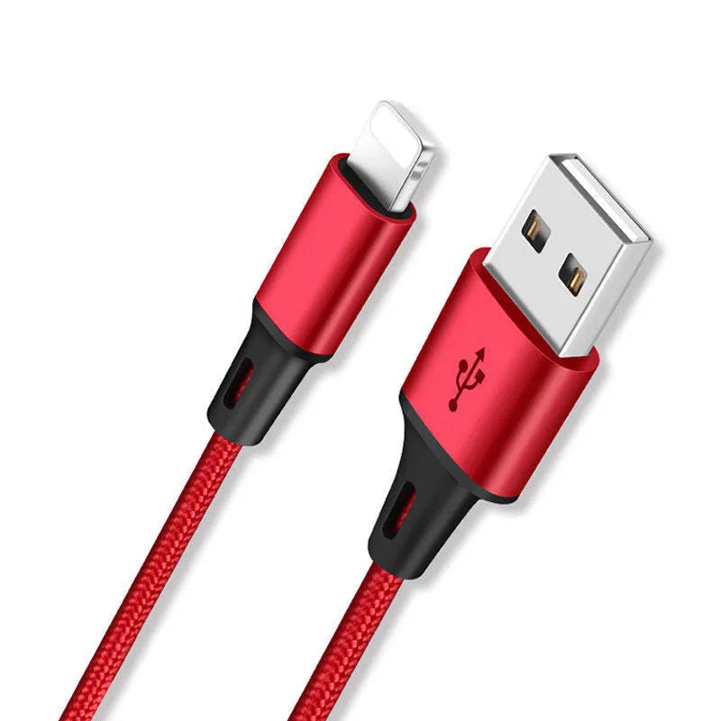 Braided 3-in-1 universal USB data cable in multiple colours, showing iPhone, Android, and Type-C connectors.