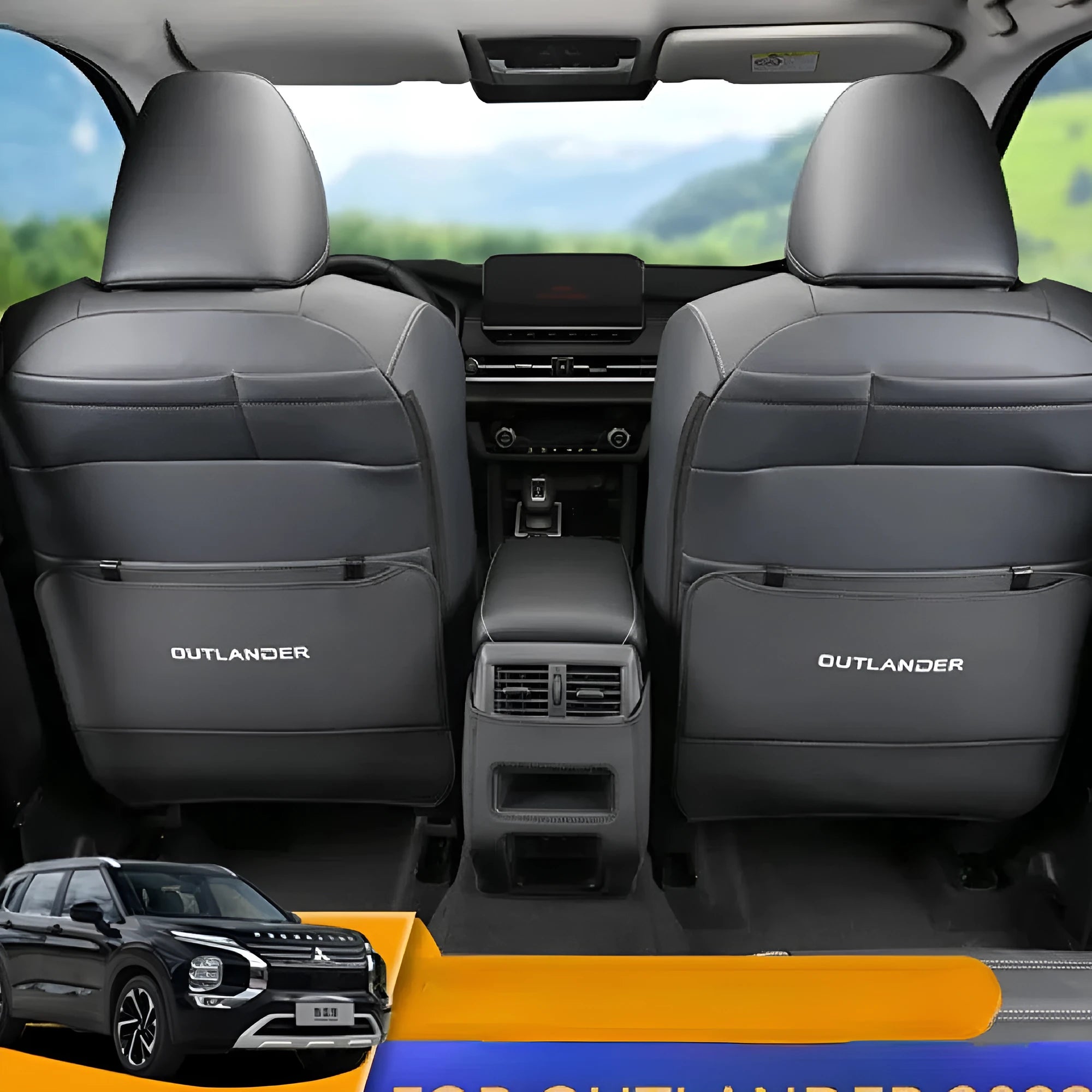 Leather anti-kick pads for Mitsubishi Outlander seats and centre console