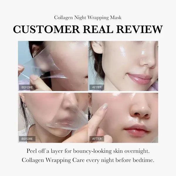 75ml bottle of collagen face night mask with application brush for evening skin care.