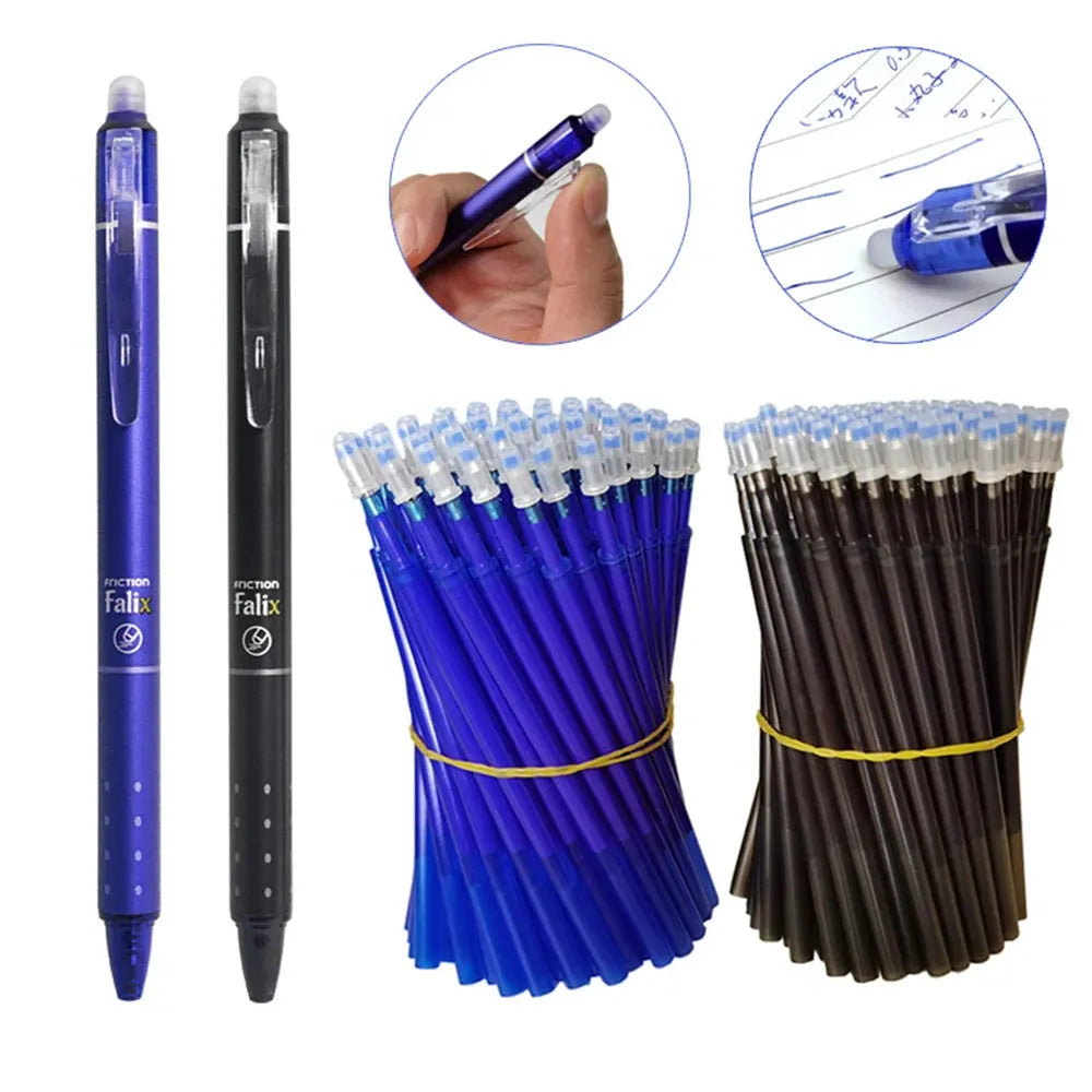 Hot erasable push gel pen 0.5mm with plastic shell and stainless steel nib