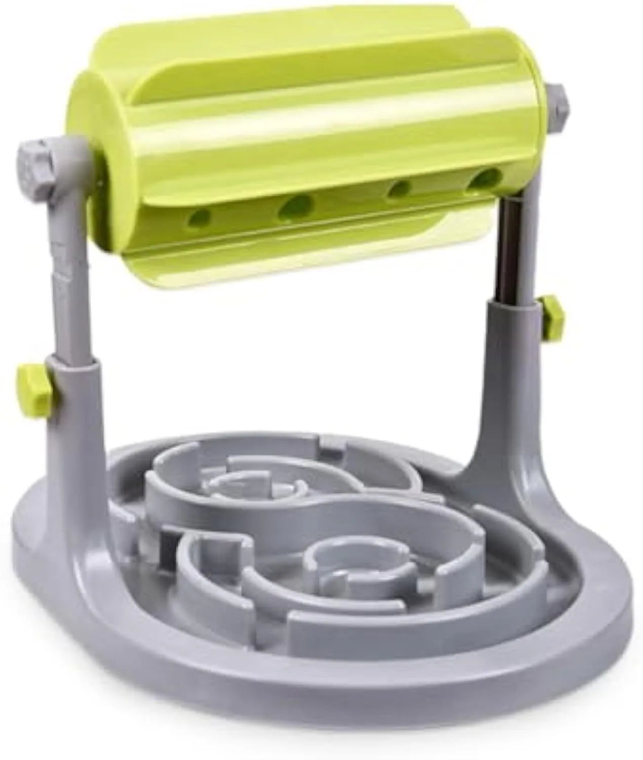 Blue interactive slow feeder bowl for dogs and cats with adjustable height and raised patterns