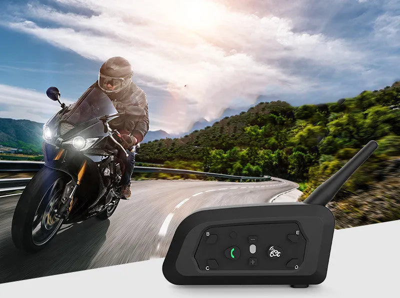 V6 Pro motorcycle helmet Bluetooth intercom unit with headphones and mounting kit