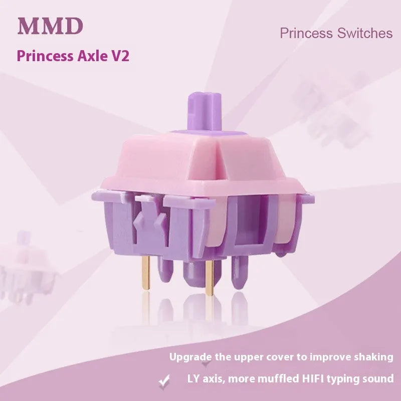 MMD Princess linear mechanical keyboard switch isolated on white background.