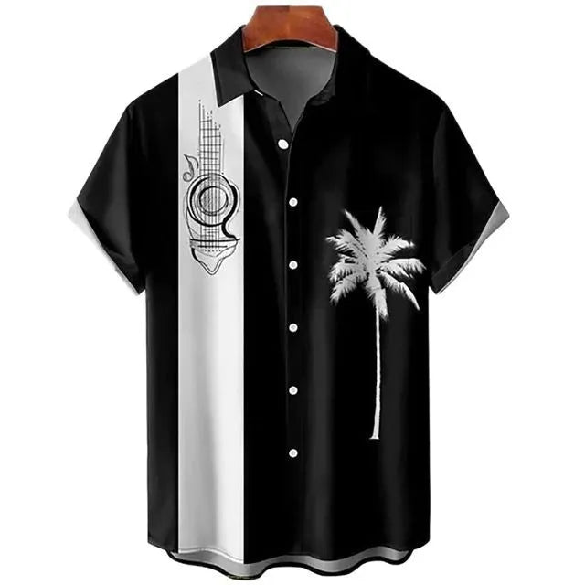 Men's slim fit short sleeve shirt with an all-over digital floral print on polyester fabric