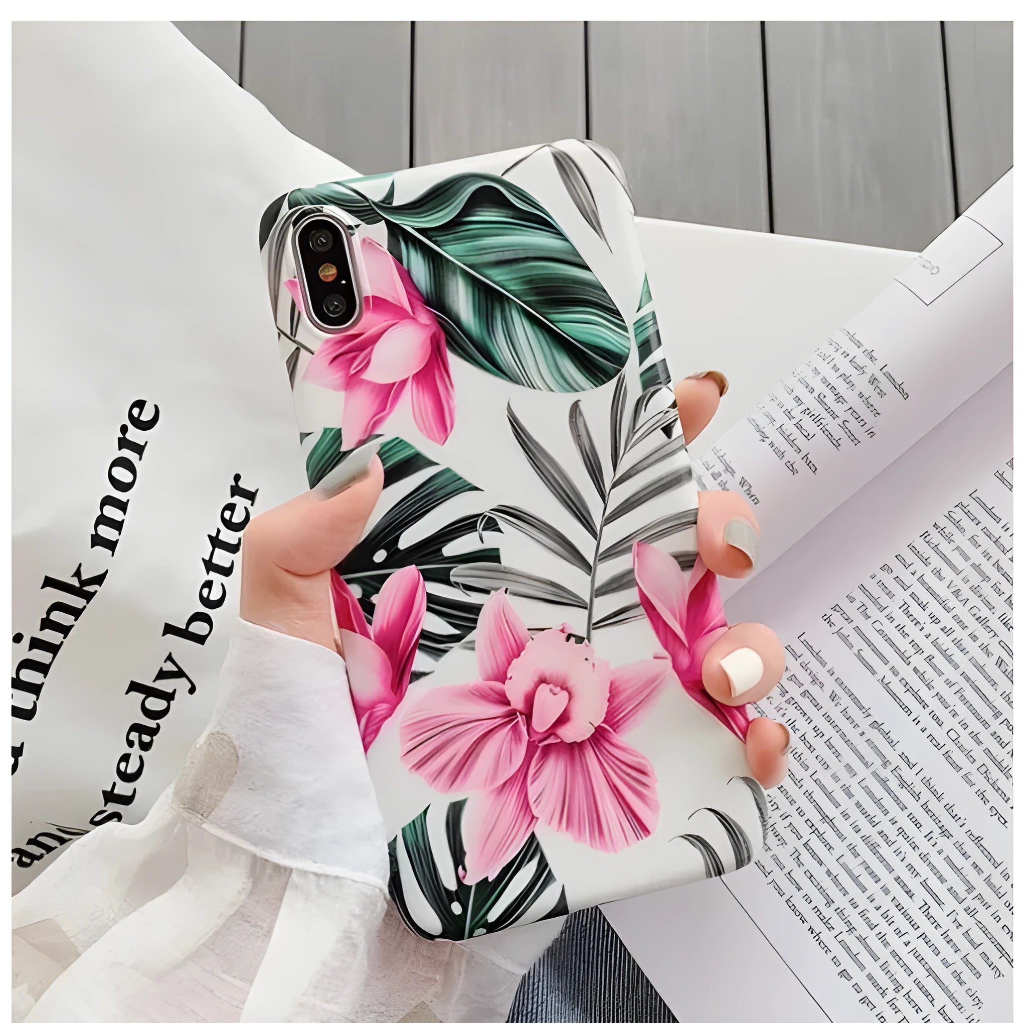 Pink floral patterned TPU hard shell back cover case for iPhone