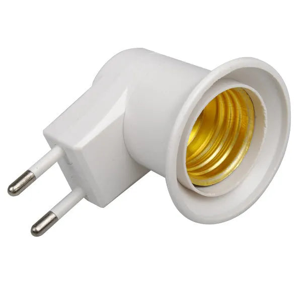 White E27 wall plug-in screw lamp holder with switch control for ceiling light conversion