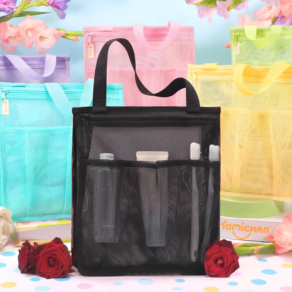 Large black swimming gym bag with dry wet separation compartments and mesh pocket