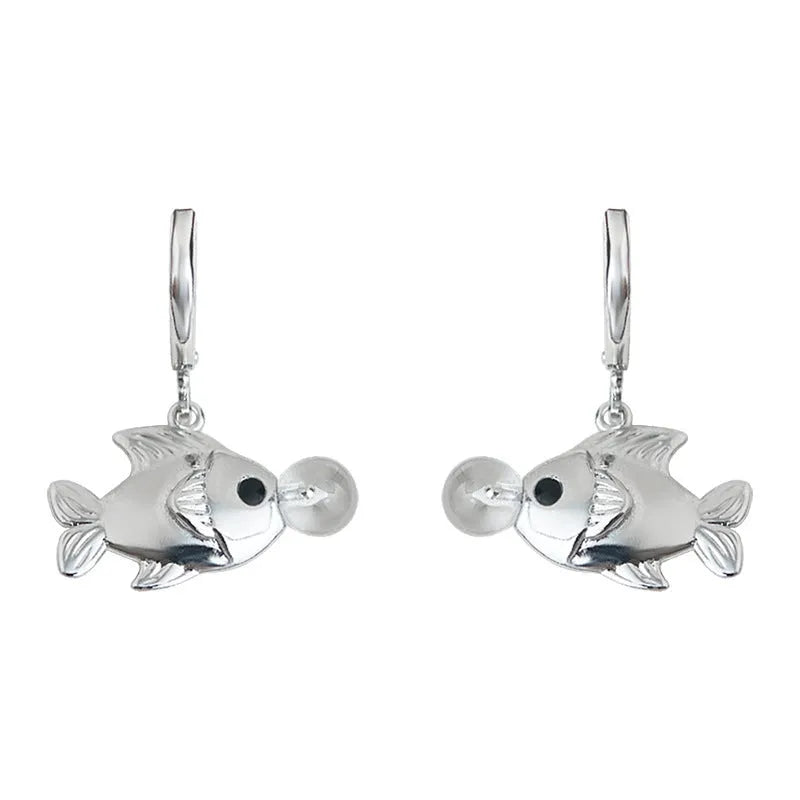 Bubble Fish Earrings with goldfish design in electroplated copper, approximately 4cm length