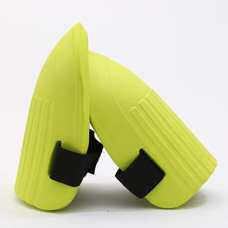 EVA foam knee pads in army green colour showing 19x15 cm rectangular shape for gardening protection