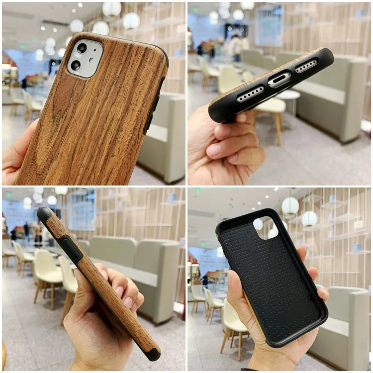 Natural wood iPhone back cover in Rosewood colour for iPhone 11 Pro, showing grain detail.