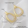 Geometric drop-shaped women's earrings with zircon design and yellow gold electroplated finish