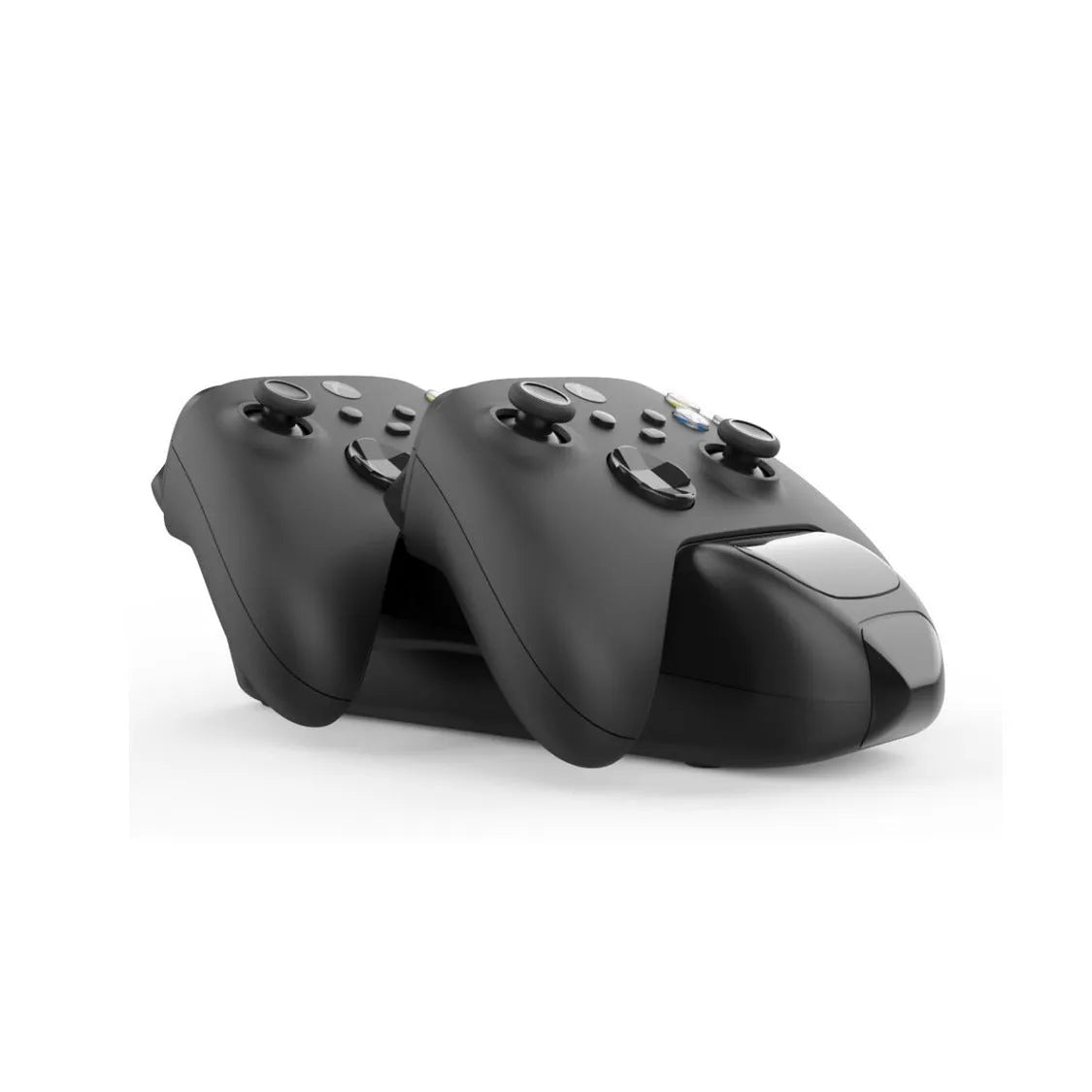 Black Xbox Series X wireless controller charging dock with two battery packs and Type-C cable