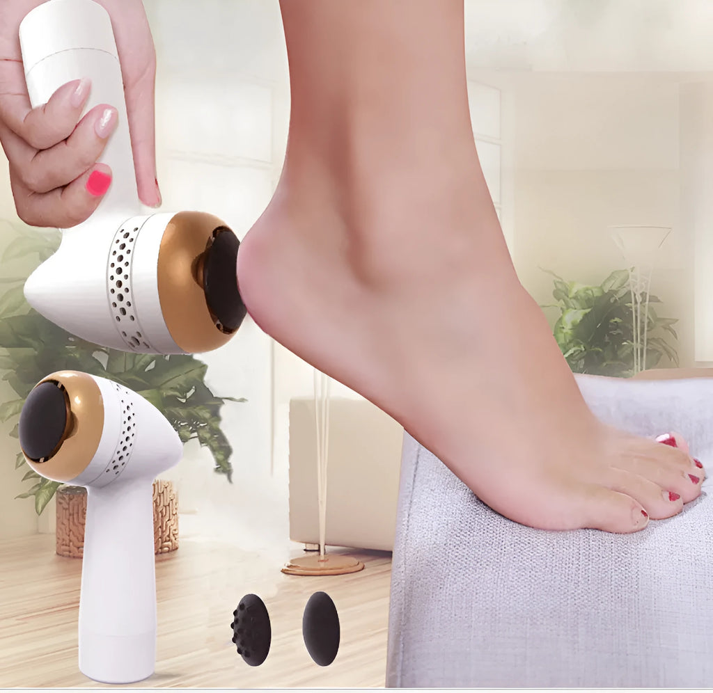 Electric foot grinder with quartz grinding head in gold, pink gold, and white silver colour options