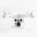 Black alloy HD aerial photography drone with remote control handle on a neutral background.