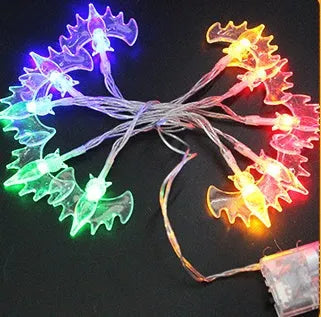 Halloween LED string lights with pumpkin lantern and ghost pendants on 1.2m cord