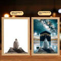 Modern rectangular LED photo frame with customisable inner designs and plug-in power cable