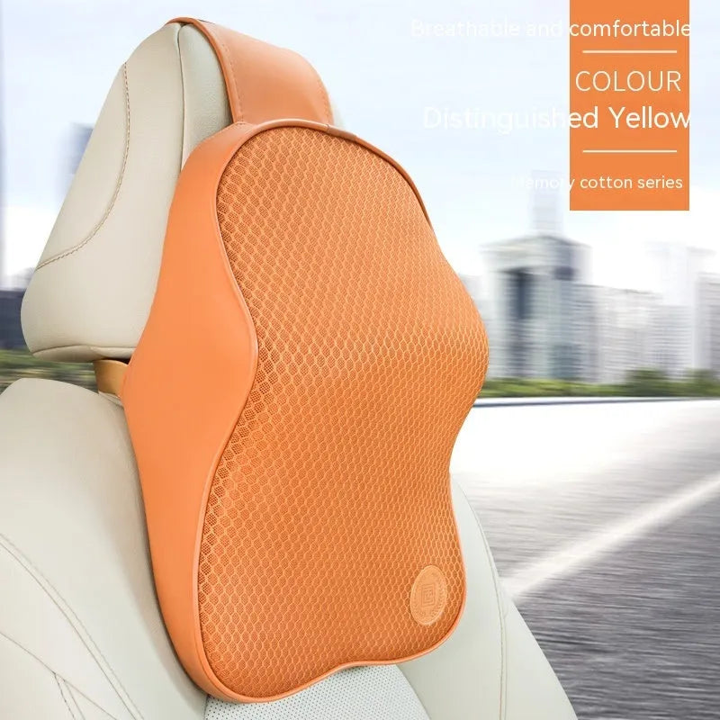 Memory foam car headrest pillow and lumbar support set in black colour option