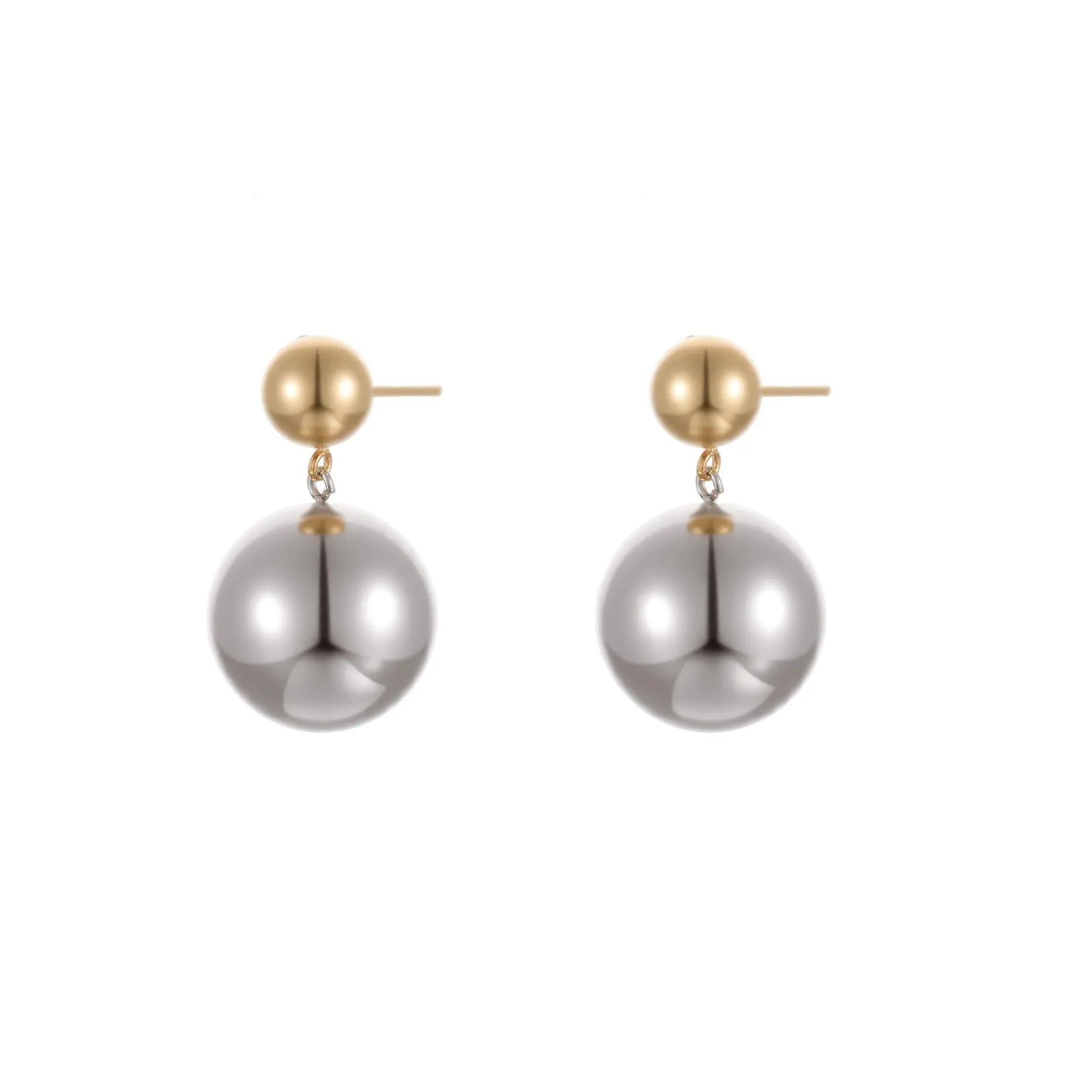 Women's geometric ear studs with colour-block design and round bead elements