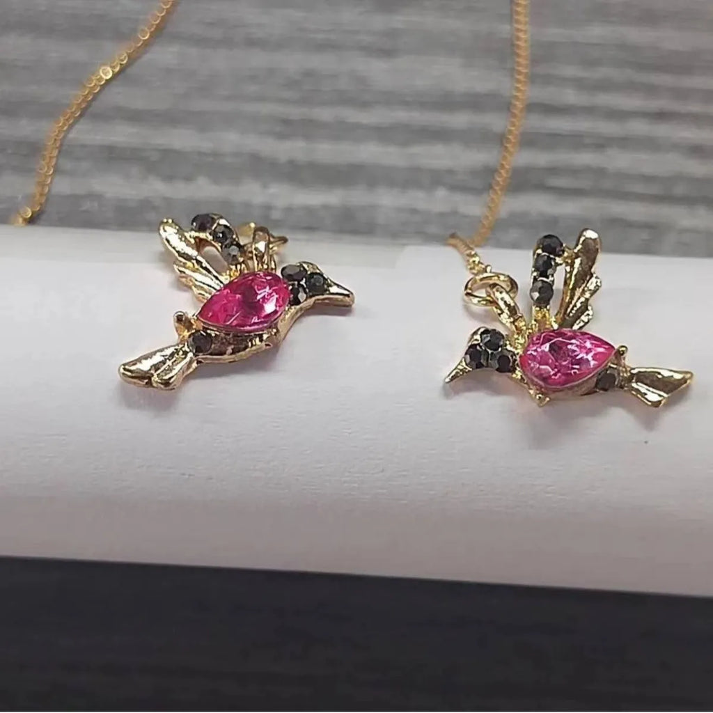Long style bird hanging earrings with mixed zircon wings in red or blue electroplated alloy for women