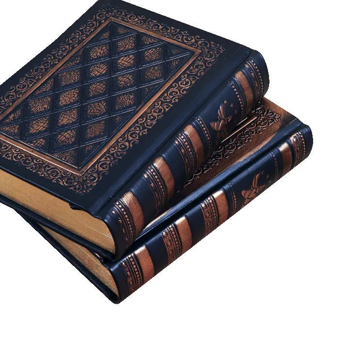 Embossed faux leather notepad with three-dimensional cover design in bronze or black gold colour