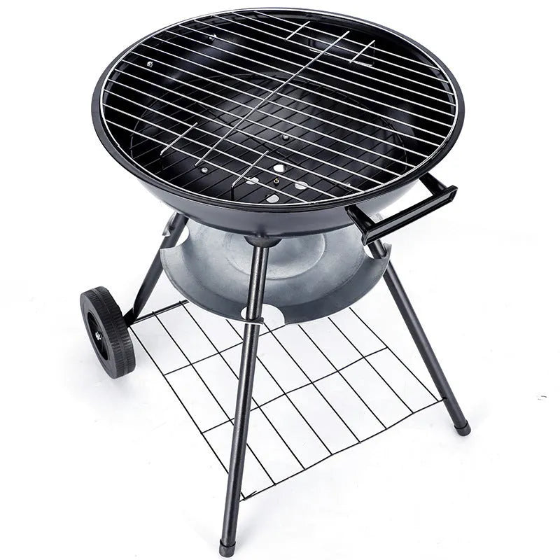 Portable 14-inch cast iron barbecue oven with minimalist modern design for outdoor cooking