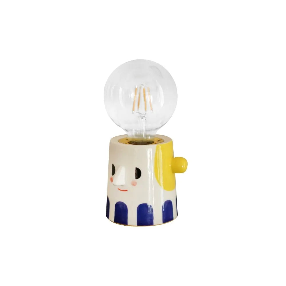 Handmade ceramic bedside lamp with ball headlight decorative design