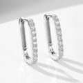 S925 Sterling Silver oval geometric zircon ear clip earrings in yellow or white colour