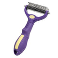 Purple plastic double-sided pet comb for dog and cat grooming