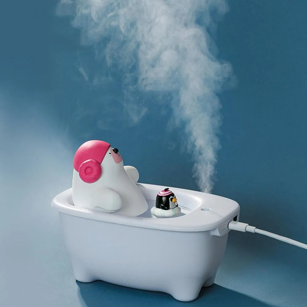 White creative USB humidifier with 550ml water tank for desktop use