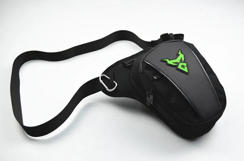 Motorcycle leg bag in 1200D Oxford cloth with crossbody shoulder waist attachment options